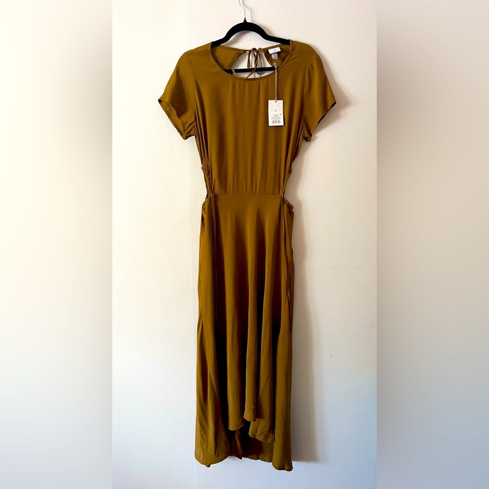 A New Day Olive Green Cut Away Dress with Open Back